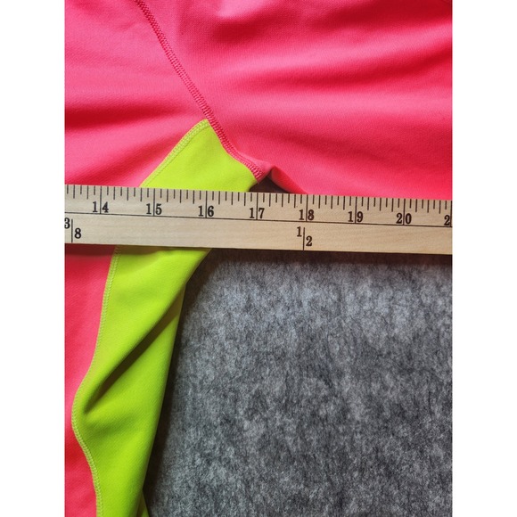 Brooks Womens Neon Pink Lime Green Quarter Zip Running Top Small Thumbholes - Picture 9 of 11